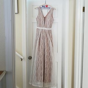 White lace overlay maxi dress